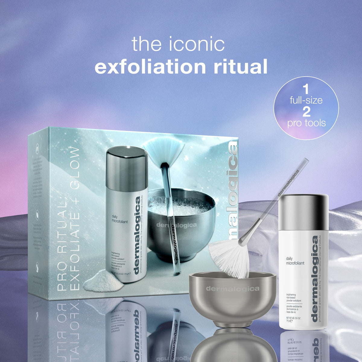 pro ritual: exfoliate + glow set (limited-edition full-size + 2 pro tools) 