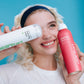 model holding breakout clearing foaming wash and clarifying bacne spray