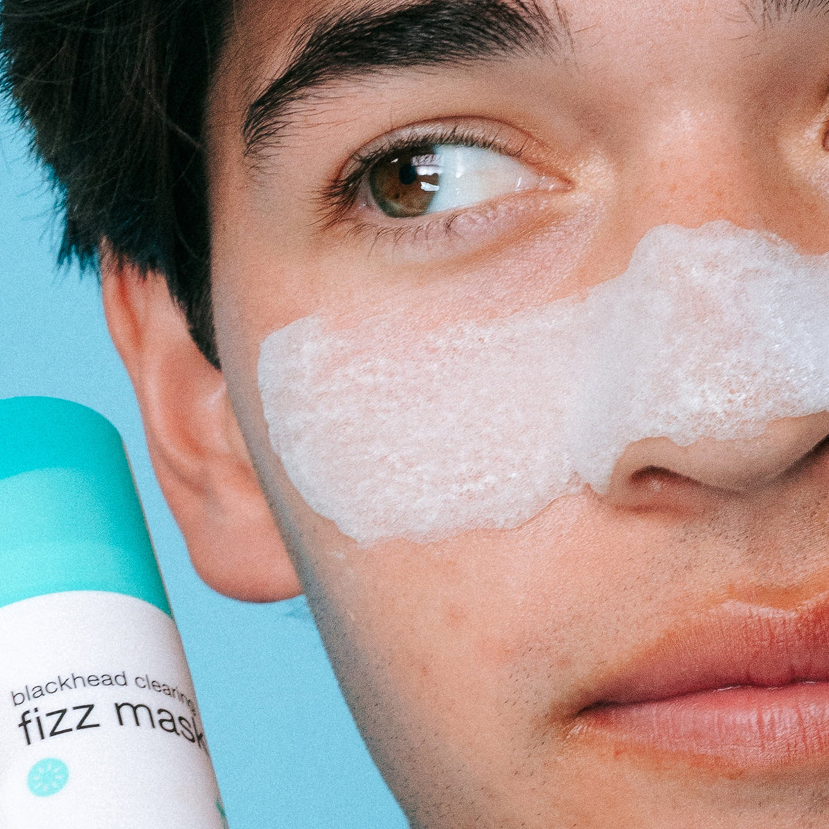 model using blackhead clearing fizz mask 