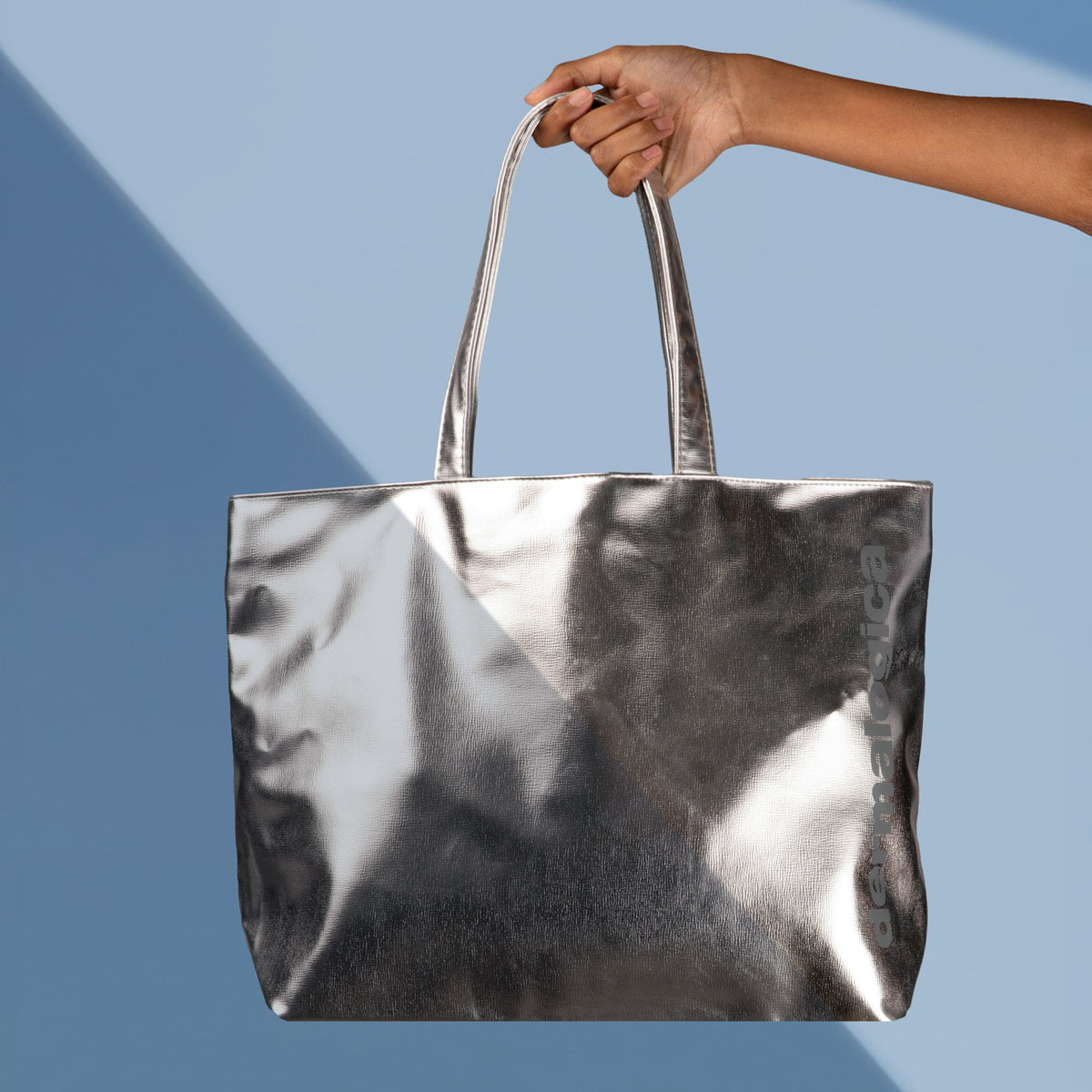 silver tote bag 