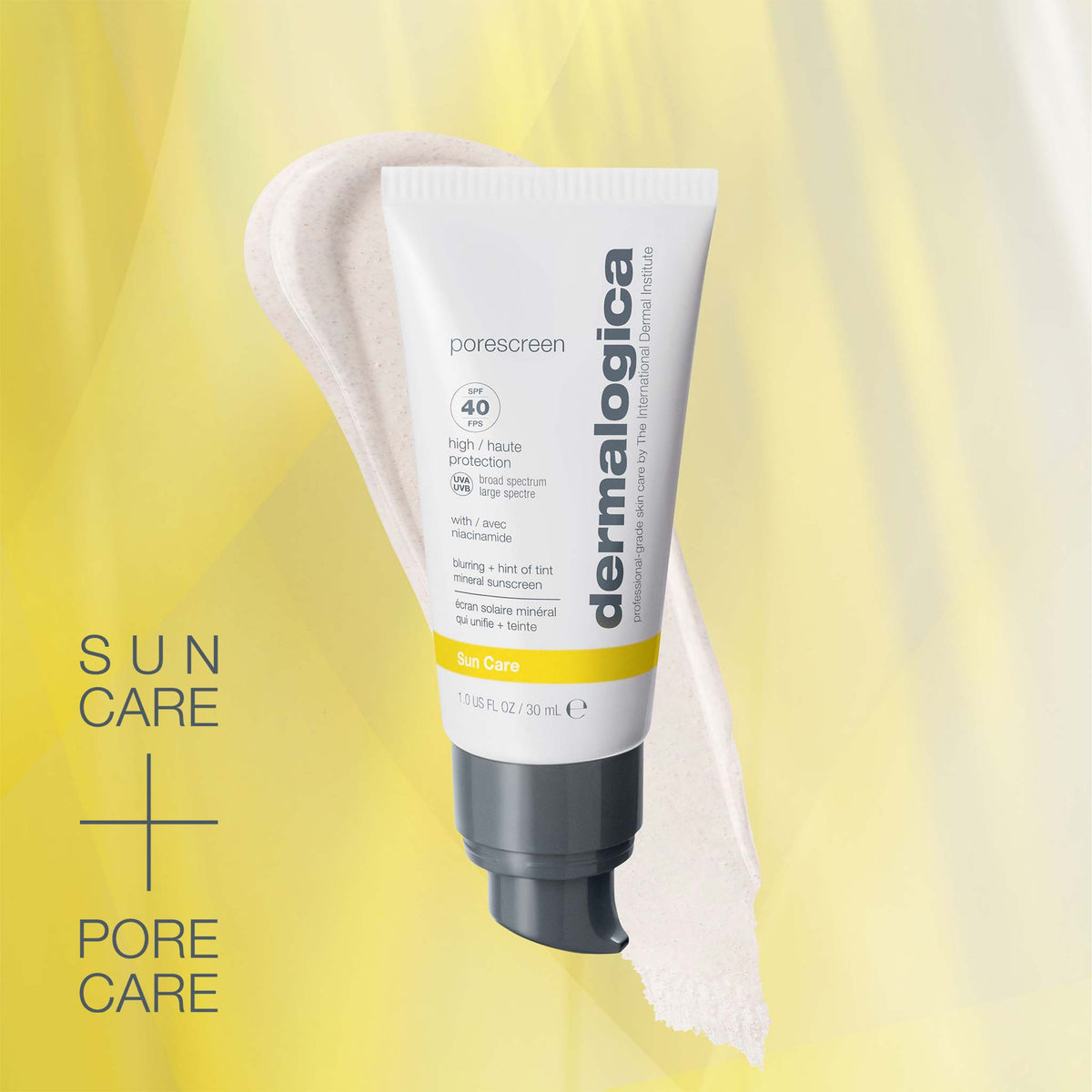 porescreen spf40 hero image sun care + pore care 